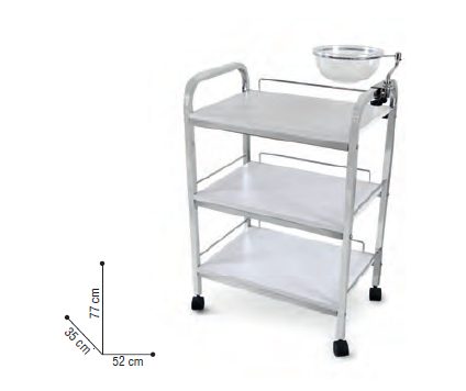 7313200 P001652 Table guéridon à 3 plateaux et support pour bol de rinçage (inclus).