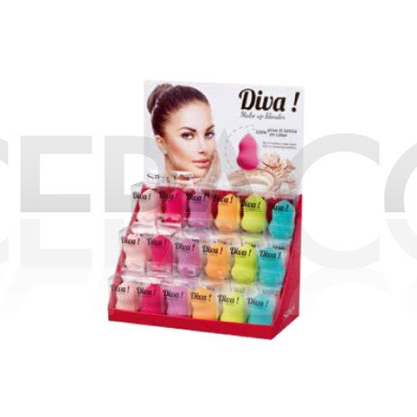 Présentoir à éponges sans latex Diva Make-Up Blender 18 pcs
