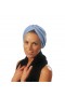 TURBAN EN STRETCH BLANC, NOIR ET BLEU CIEL