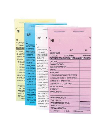 Carnets de caisse précarbonés avec numéros, vendus par 10