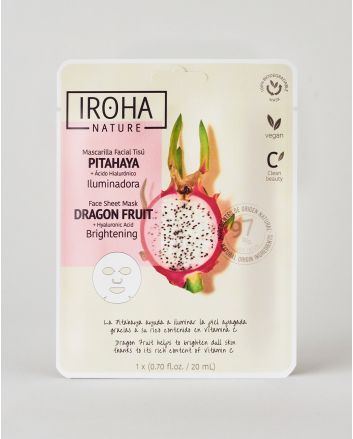 IROHA Masque visage tissu Illuminateur Dragon Fruit+Acide hyaluronique 20ml