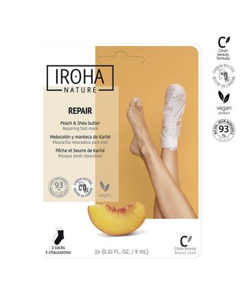 IROHA REPAIR Chaussettes Masque Pieds Réparateur à la pêche & Beurre de Karité  - 2 X 9ml
