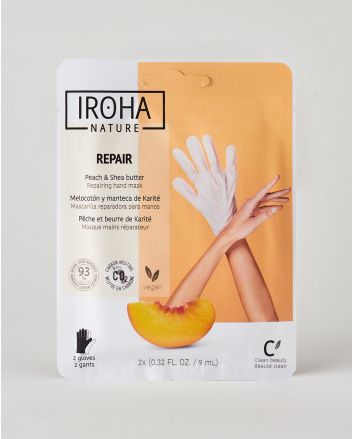 IROHA REPAIR Gants masque réparateur à la pêche &amp; beurre de karité 2 x 9ml