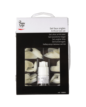 Set 200 faux ongles neutres + colle