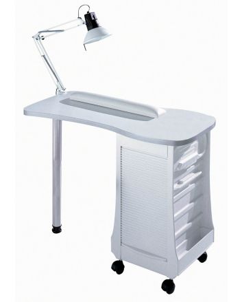7310600 P000109 Table manucure avec colonne de rangement - lampe et coussin non inclus.