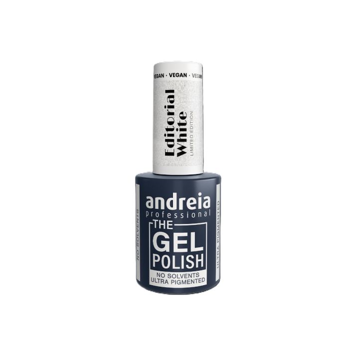 ANDREIA The Gel Polish Vernis Semi-Permanent Vegan LED & UV EW6: Paillettes blanches et argentées 10.5ml 