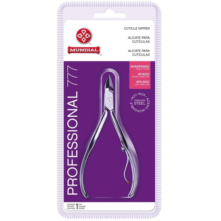 MUNDIAL 777 Pince à cuticules professionnelle en acier inoxydable 10.4 x 4.6cm  