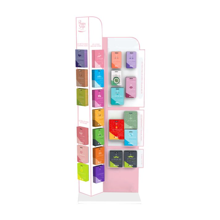 Présentoir bar à masques (23 masques par 15 pièces) 170 x 39 x 59cm