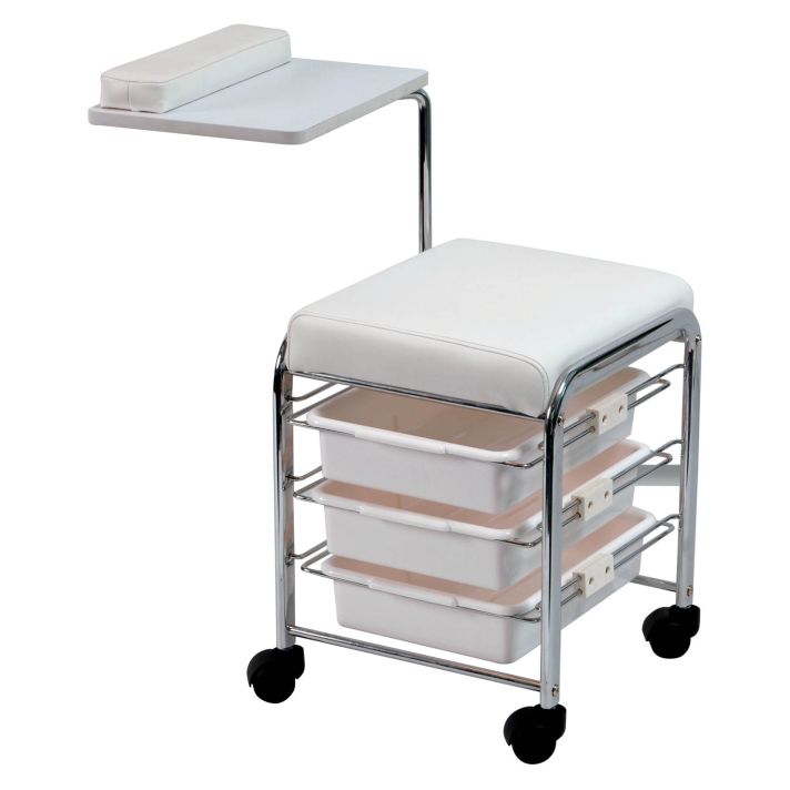 7300732 P000392 TABOURET MANUCURE  - tablette amovible avec coussin repose-mains et 3 tiroirs.