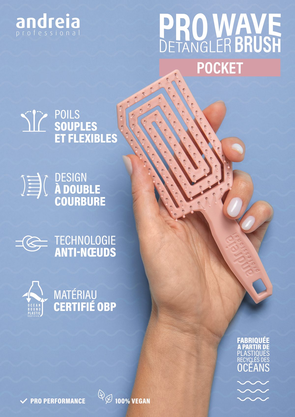 ANDREIA DISPLAY PRO WAVE DETANGLER BRUSH POCKET 